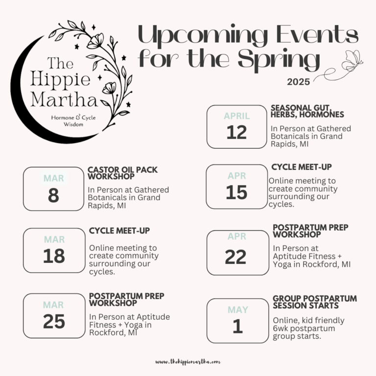 spring workshops, local events, hormone health, postpartum, herbal health,